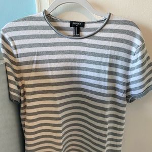 Men’s Grey and White Striped Soft T shirt